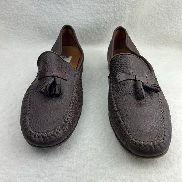 Moreschi Mens Brown Leather Penny Loafer Tassel Made in Italy Slip-on Size 11 - Picture 12 of 13